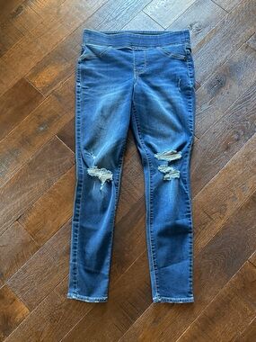 Old Navy Rock Star Jeans Mid Rise Size 10 Stretch Distressed Elastic Waist